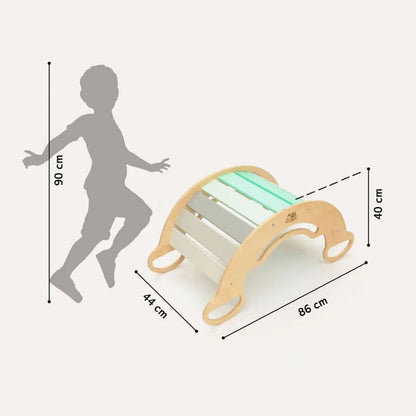 5-in-1 Montessori Kletterbogen Mint als Schaukel und Wippe