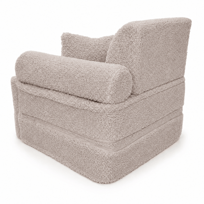 Kindersessel 3-in-1 Max Bearly - faltbare Kindercouch & Spielmatratze - Soft Teddy Edition