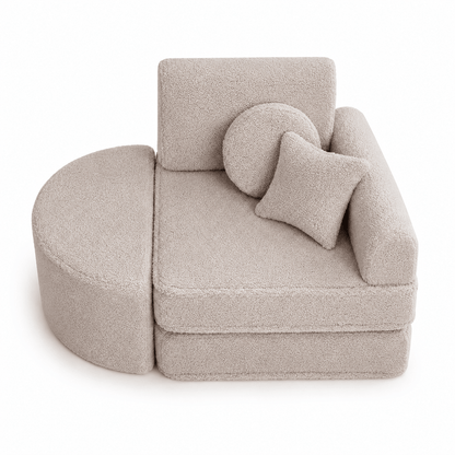 Kindersessel 3-in-1 Max Bearly - faltbare Kindercouch & Spielmatratze - Soft Teddy Edition