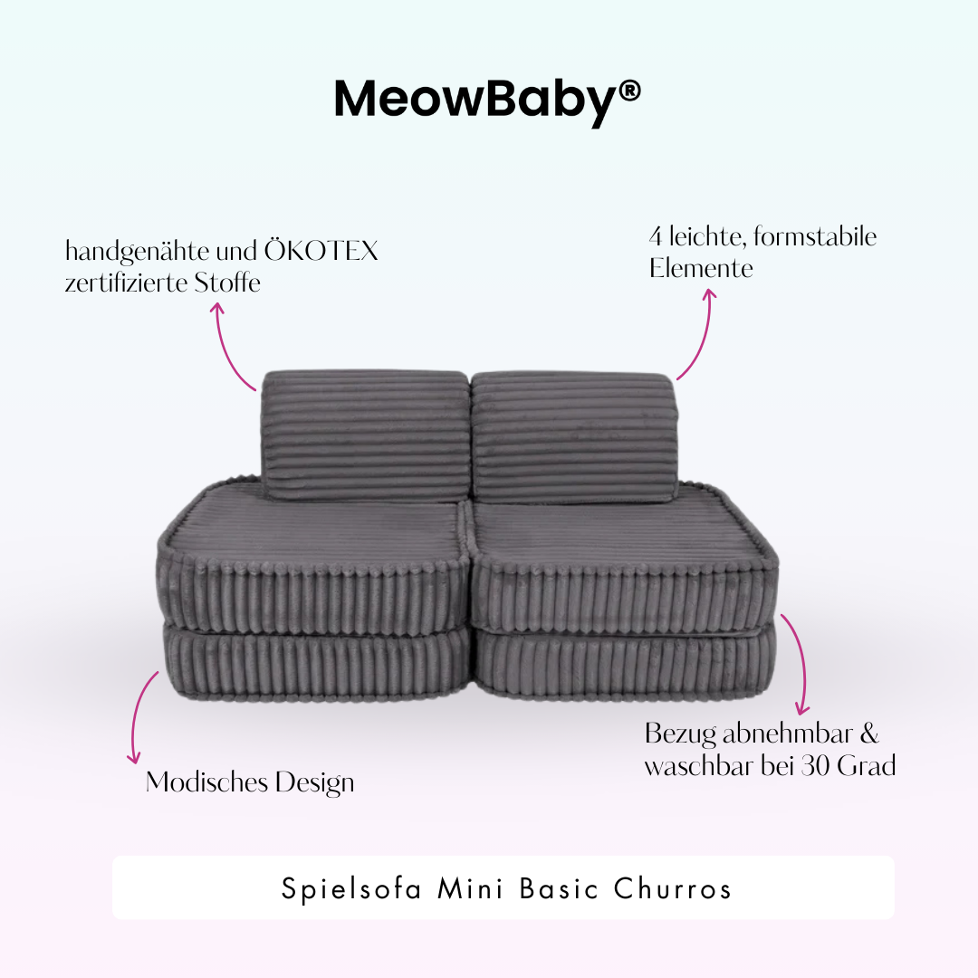 Spielsofa Mini Basic Churros - Plüschcord Edition