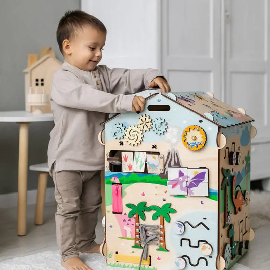 Motorikhaus Activity Board Dino mit Beleuchtung von Busykids