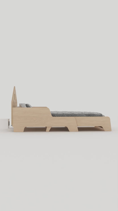 Montessori children's bed, adjustable with lighting, various colors