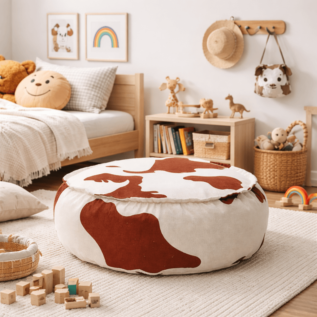 Runder Sitzsack Kuh für Kinder im Kinderzimmer