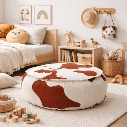 Runder Sitzsack Kuh für Kinder im Kinderzimmer