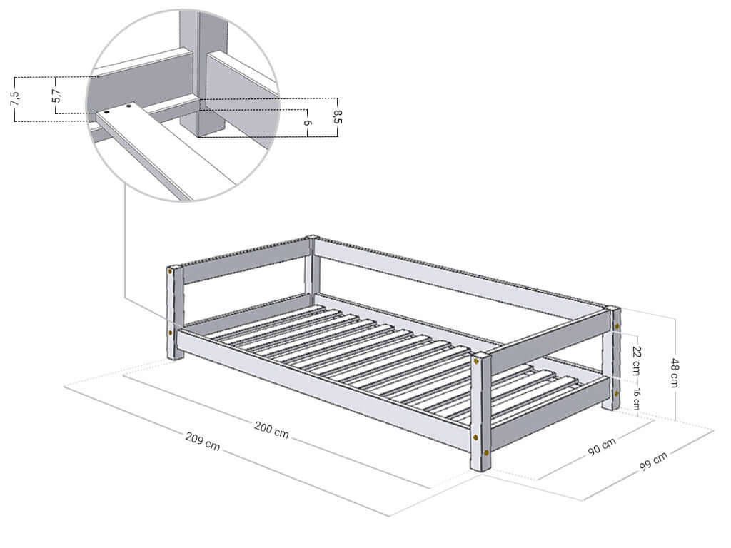 Einzelbett KÄTHE in 90 x 200 cm