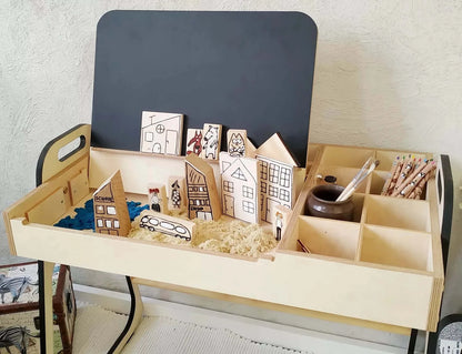 Set Schreib- und Maltisch Leni mit Stuhl aus Holz im Detail