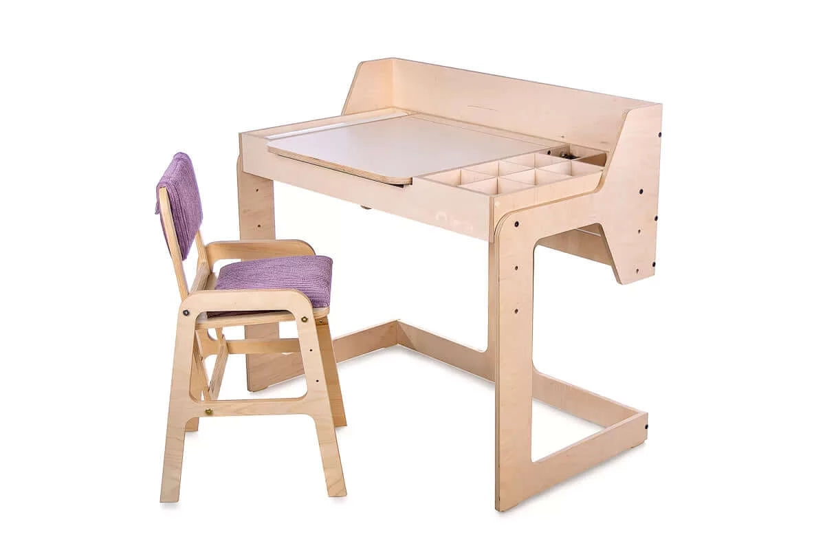 Montessori Schreibtisch-Set Ina mit Stuhl aus Holz