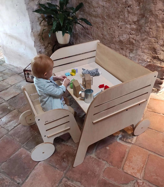 Montessori Schreibtisch und Stuhl Set Rad höhenverstellbar von luu.la