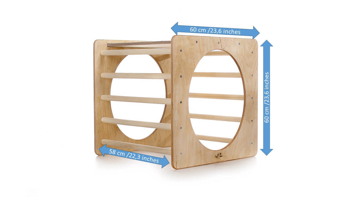 Kletterwürfel versch. Farben für Kinder – Spieltisch mit verschiedenen Höhen und robustem Holzdesign.