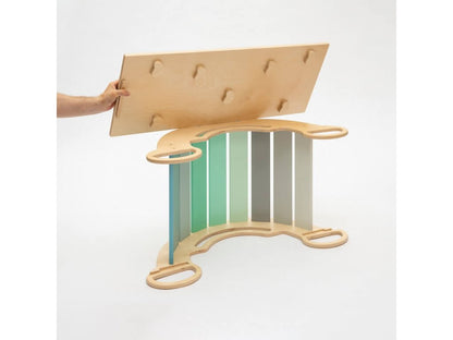 Mintfarbenes 5-in-1 Klettergerät mit Rutsche und Leiter