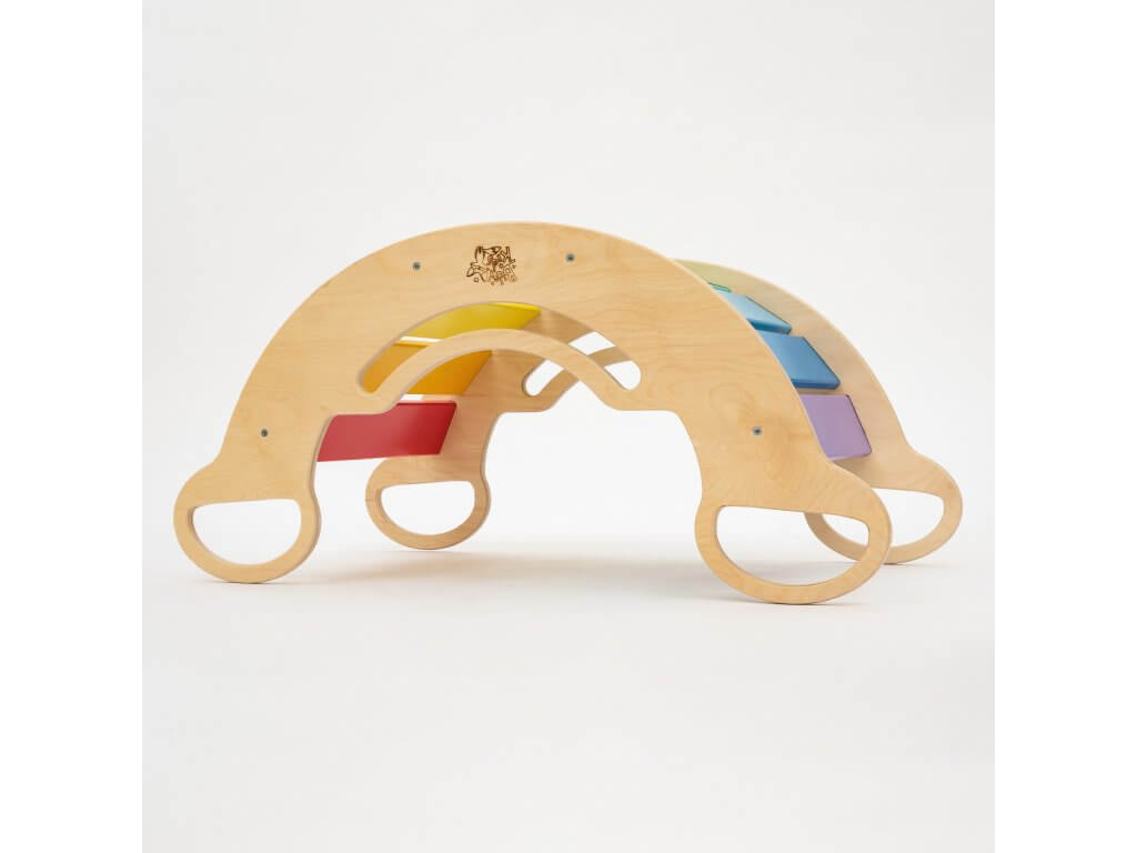 5-in-1 Montessori Kletterbogen Bunt zum Klettern und Wippen